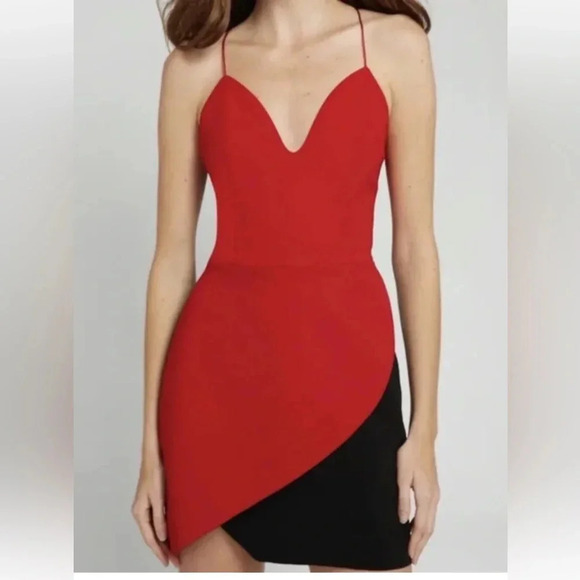 Alice + Olivia Black/Red Amina Mini Dress size 10 - Picture 3 of 16
